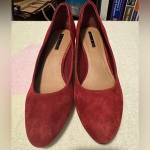 Tahari red suede heels